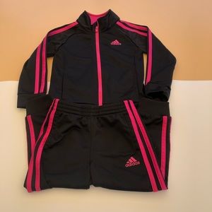 Toddler girl adidas pink and black set